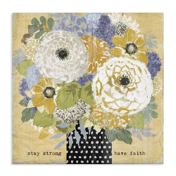 Stupell Industries Shabby Chic Stay Strong Have Faith Canvas Art, 17 x 17, by Suzanne Nicoll