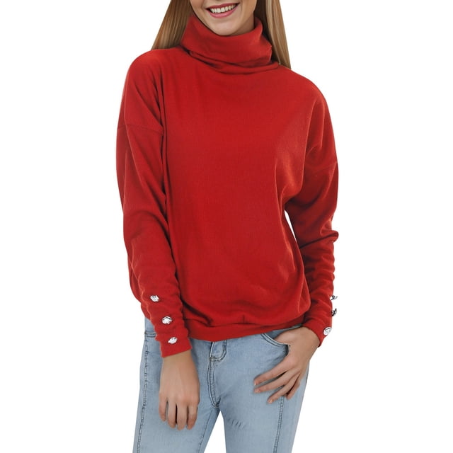 Suéter de Punto con Estampado navideño Gibobby Suéter de punto suelto de manga larga para mujer Casual Cuello en O Rojo M