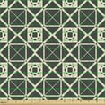thumbnail image 2 of Ethnic Fabric by the Yard Upholstery, Continuous Pattern with Tile Like Bicolour Squares Symmetric Folk Print, Decorative Fabric for DIY and Home Accents, Dark Grey and Eggshell by Ambesonne, 2 of 5