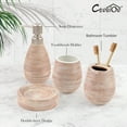 thumbnail image 4 of CERBIOR 4 Piece Textured Ceramic Brown Bathroom Accessory Set Includes Soap Dish, Dispenser, Toothbrush Holder and Tumbler (Brown), 4 of 8