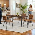thumbnail image 2 of Homy Casa 63 In Industrial Dining Set with Faux Suede Chairs - Faux Walnut Table, 2 of 11