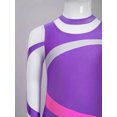 thumbnail image 3 of CHICTRY Girls Full Body Long Sleeve Unitard Sparkly One Piece Gymnastics Dance Leotard Purple 16, 3 of 5