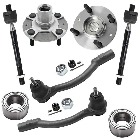 Detroit Axle - FWD Front Wheel Hub Bearings Kit for Hyundai 2012-2017 Accent, 2 Wheel Hub and Bearings Assembly 2 Wheel Bearings 4 Outer Inner Tie Rods 2013 2014 2015 2016 Replacement