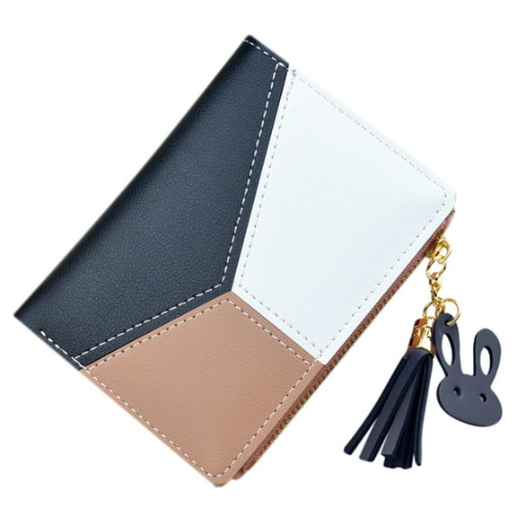 ZTTD Women Wallets Short Zipper Patchwork Panelled Coin Purse Card Holder