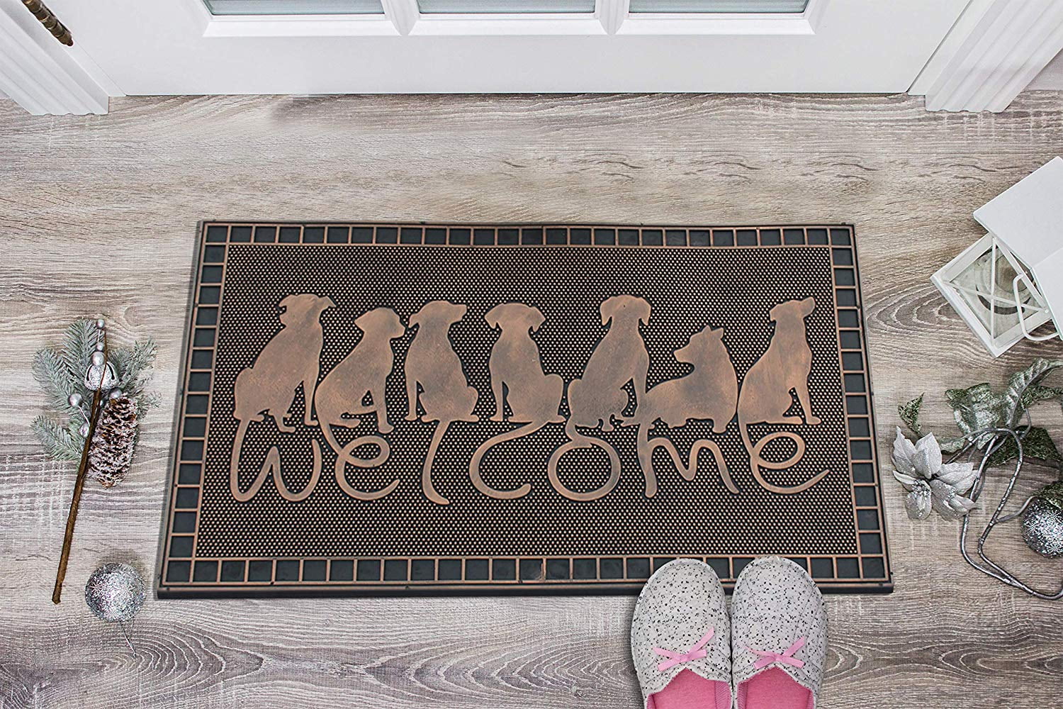 A1HC Rubber Pin Doormat Dogs Tails Welcome Mat, Beautifully Copper Finished Outdoor Indoor Entance Mats 18" X 30"