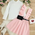 thumbnail image 5 of Odeerbi Girls Knit Tops Suspender Skirt Set Toddler Girls Clothes 2025 Long Sleeve Skirt Set Warm And Knitted Cotton Top Ruffle Back Skirt Temperament Suit Pink 4-5 Years, 5 of 5