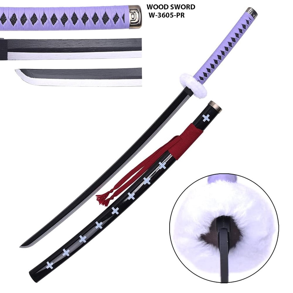 One Piece Trafalgar Law Kikoku Katana – Purple Wood Cosplay Sword with Scabbard 41 in