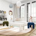 thumbnail image 4 of Hugoo 49" Oval Fully Upholstered Bench Milk Cream White Boucle, 4 of 9