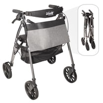 Stander Wonder Rollator Plus with 8-inch All-Terrain Wheels, Lightweight Folding Rolling Walker with Seat, Locking Brakes and Backrest, EZ Fold-N-Go-Rollator for Seniors and Adults, Black Walnut