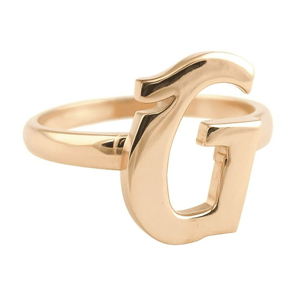 925 Sterling Silver Rose Gold G Alphabet Ring - Name Alphabet Unisex Ring - Handmade Solid Silver Ring Gift