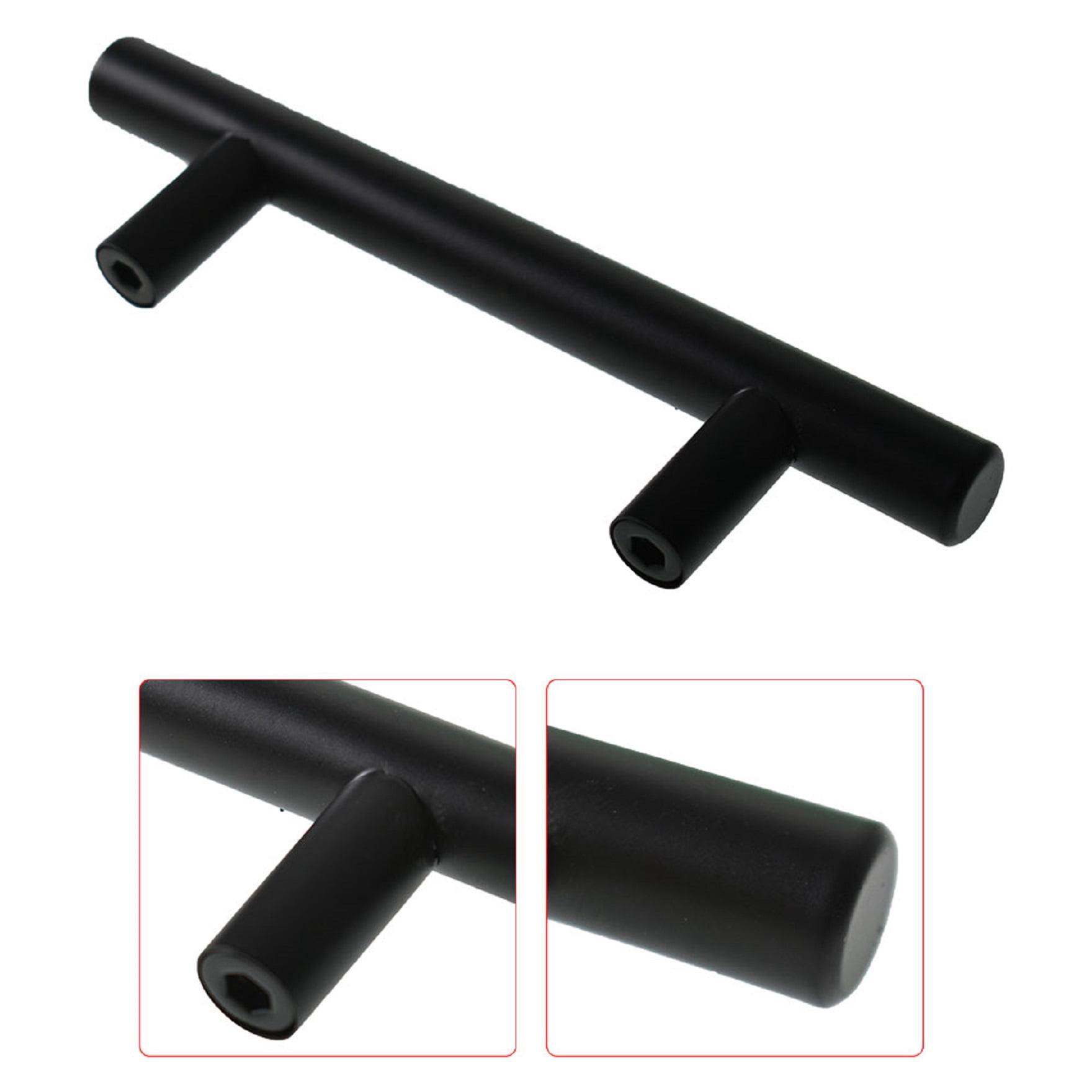 findmall 50 Pack Cabinet Pulls Matte Black Stainless Steel Kitchen Drawer Pulls Cupboard Pulls Cabinet Handles 5in Length with 3in Hole Center
