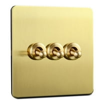 Toggle Light Rocker Switch 1/2 Way Retro Brass Plate Lever 86 Type Toggle Switch 3 Gang Smile Home