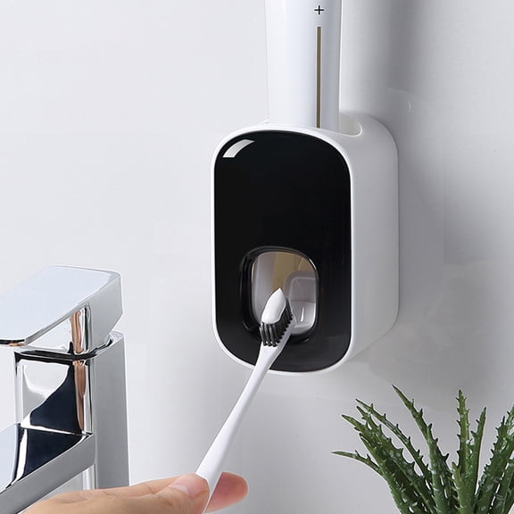 NIAIZEK Automatic Toothpaste Squeezer Black Wall-Mounted Hygienic Convenient No Drilling Home Use