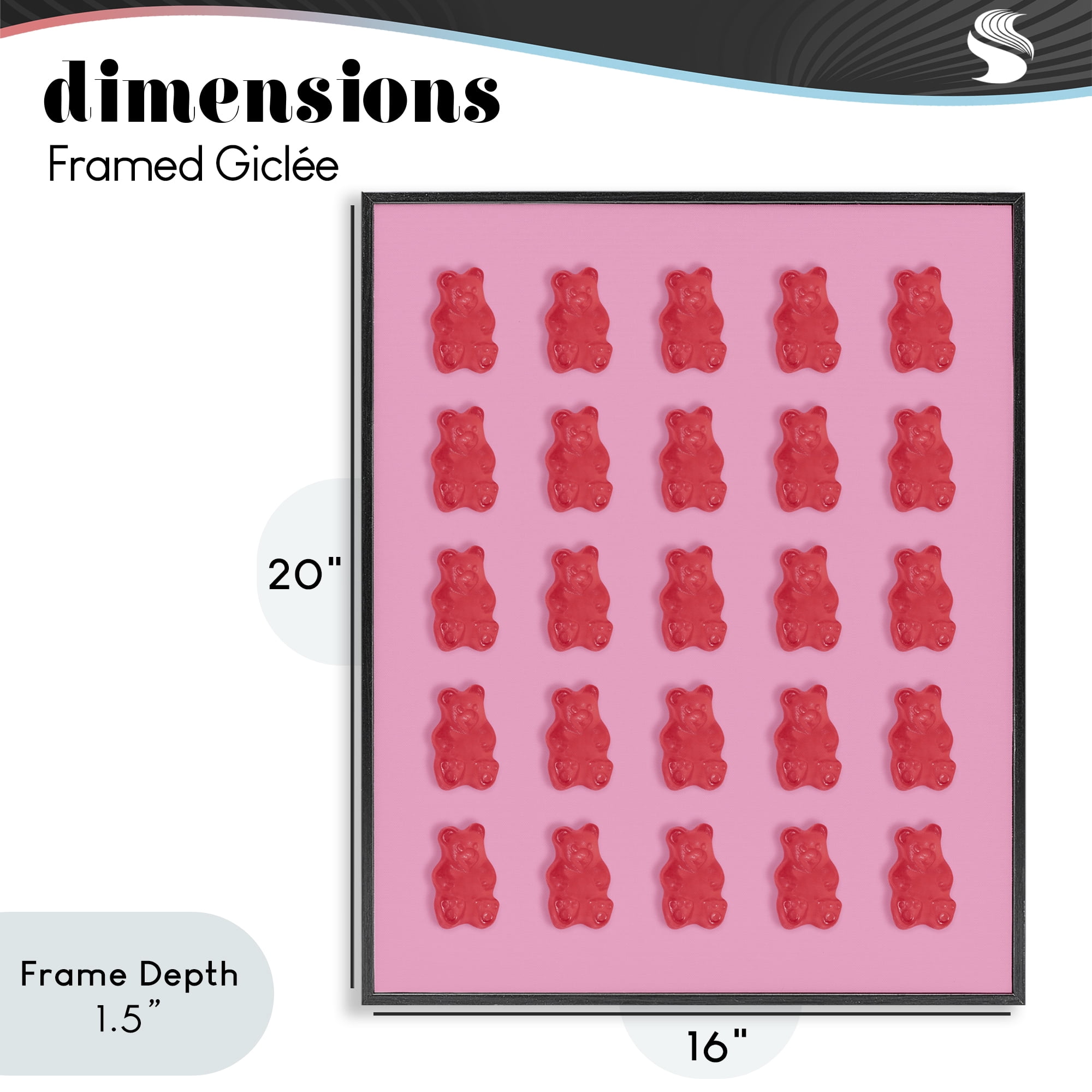 Stupell Industries Red Gummy Bears on Pink Black Framed Giclee Art, design by LISH Creative