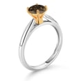 thumbnail image 3 of Gem Stone King 925 Sterling Silver with 10K Yellow Gold Brown Smoky Quartz Solitaire Engagement Ring for Women (0.80 Cttw, Gemstone Birthstone, Round 6MM, Available in Size 5, 6, 7, 8, 9), 3 of 4