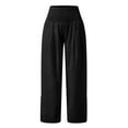 thumbnail image 3 of Lucakuins Mujer Algodón Lino Loose Fit Casual Pantalones Cintura Elástica Yoga Verano Playa Pantalones Pantalones con Bolsillos Lucakuins moda, 3 of 5