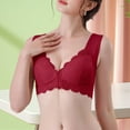 thumbnail image 4 of WCJM Red Plus Size Front Closure Elastic Up Comfort Bra Women's Wirefree Lace Bra Everyday Bras For Women, 4 of 7