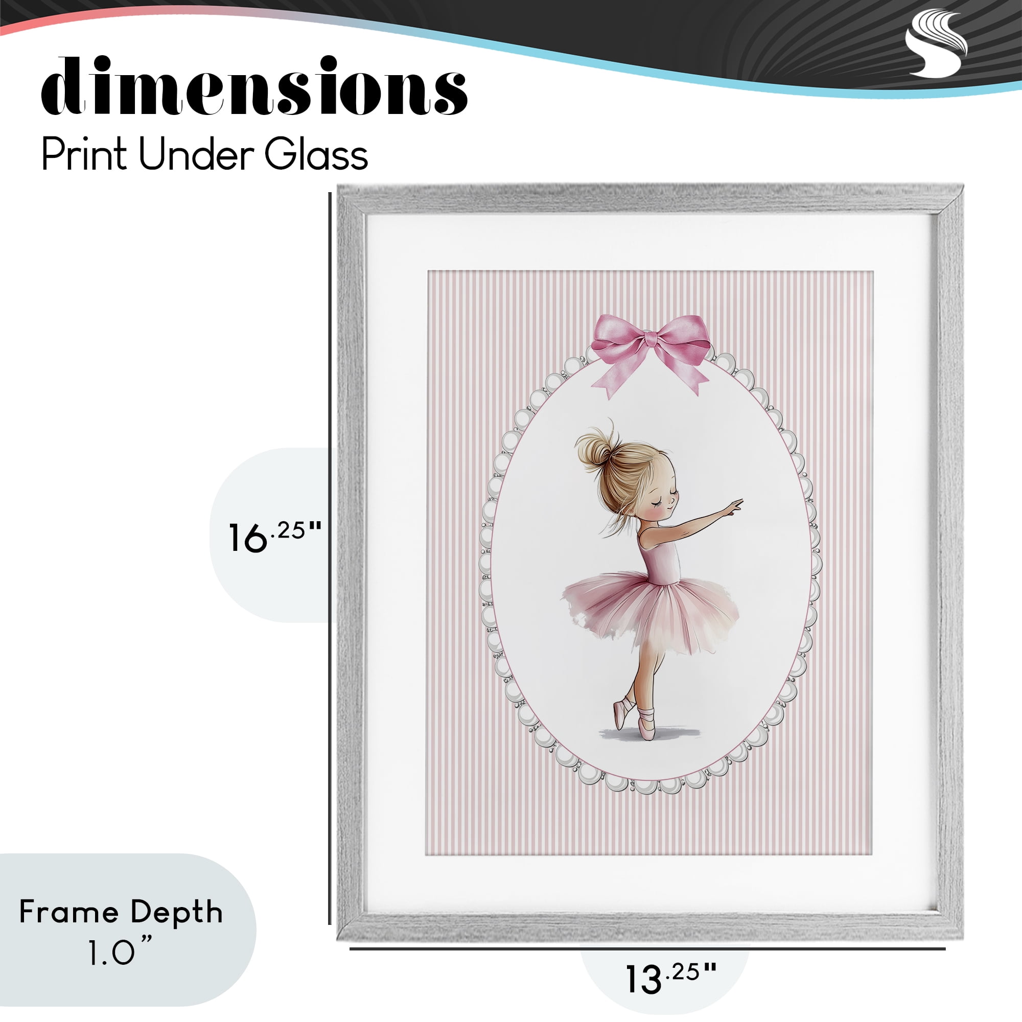 Stupell Industries Blush Pink Ballerina Gray Framed Print Under Glass, design by Christine Simpson Art