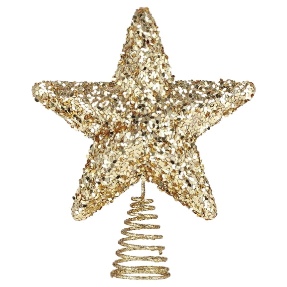 Glitter and Chunky Sequins Star Christmas Tree Topper, Gold, 11", by Holiday Time