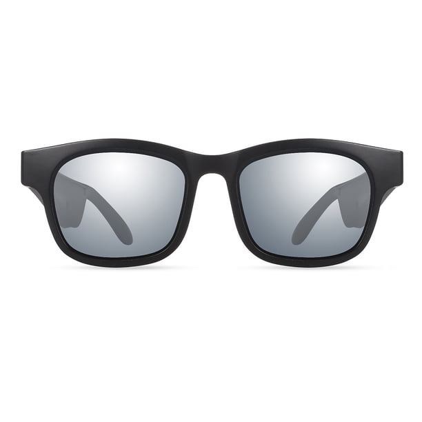 Gafas de sol Bluetooth Gafas de música inalámbricas Lente Auriculares abiertos portátiles con reducción de ruido al aire libre, plateado Vogacara EL001497-04