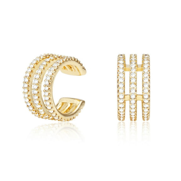 Alexcraft Gold Ear Cuff Earrings for Women Non Pierced 14K Gold Plated Ear Cuffs Chunky Clip On Earrings Cubic Zirconia Cartilage Earring Trendy Jewelry Gifts 2024