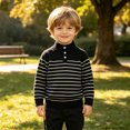 thumbnail image 6 of KPOPLK Boys Stripe T Shirts 1t 2t 3t 4t 5t 6t Long Sleeve Tee Shirts Kids Fall Tops Basic Tees(4-5 Years,Navy), 6 of 8