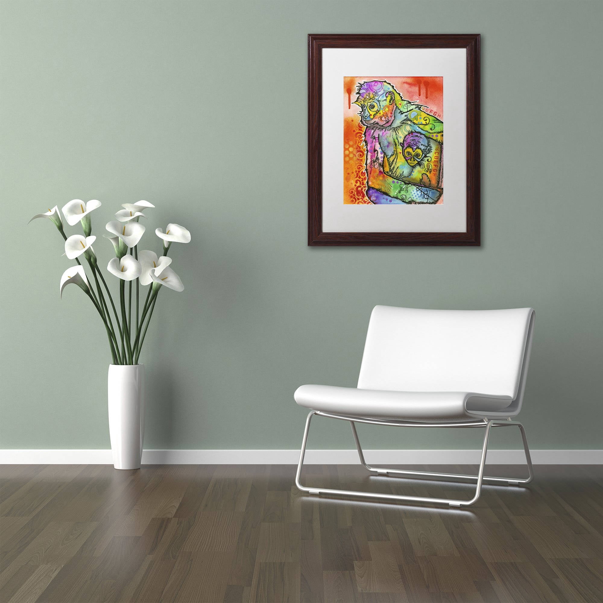 Trademark Fine Art "Monkey 1" Canvas Art by Dean Russo, White Matte, Wood Frame