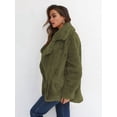 thumbnail image 5 of Women Winter Coats Lapel Faux Fur Jackets Open Front Mid-Long Cardigan Coat Casual Warm Outwear Jackets Green S, 5 of 7