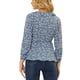 thumbnail image 3 of Blusa de mujer con volantes y escote en V, floral, con lazo autoadherente, estilo peplum, XS, azul grisáceo, 3 of 7