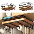 thumbnail image 4 of Kitchen Hanging Organizer Rack with Hooks Under Cupboard Paper Towel Rags Hanger Cutting Board Pot Cover Holder Storage Shelf, 4 of 4