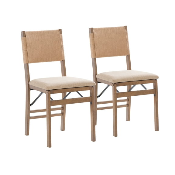 Linon Grenshaw Indoor Rope Folding Dining Chair, Set of 2, Natural