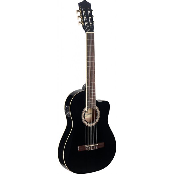 Stagg C546TCE BK Thin Body Cutaway AcousticElectric Classical Guitar Black