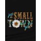 thumbnail image 4 of Women's Casual Leopard Print Sunflower Graphic Tee - "JUST A SMALL TOWN GIRL" Short Sleeve Crew Neck T-Shirt, Black Polyester Blend, Spring/Summer Fashion Top, Spring Casual Shirt | Leopard Sunflower, 4 of 7