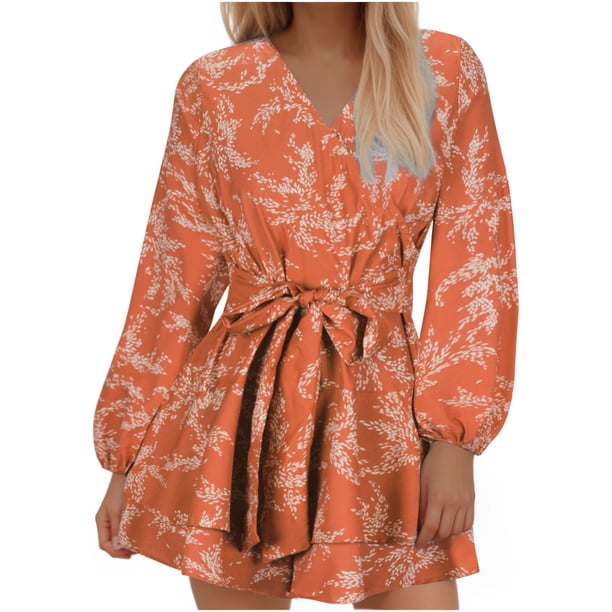 Mujeres Pantalones Cortos Casual, Floral V-Cuello Sudadera Romper, Cintura Elástica de Moda con Bolsillos Verano