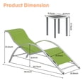 thumbnail image 3 of Chaises de Patio Chaises Longues d'Extérieur Ensemble de 3 - Chaise Longue en Aluminium Réglable avec Table d'Appoint, Vert, Résistant aux Intempéries pour Piscine, Plage (3 Pcs), 3 of 8