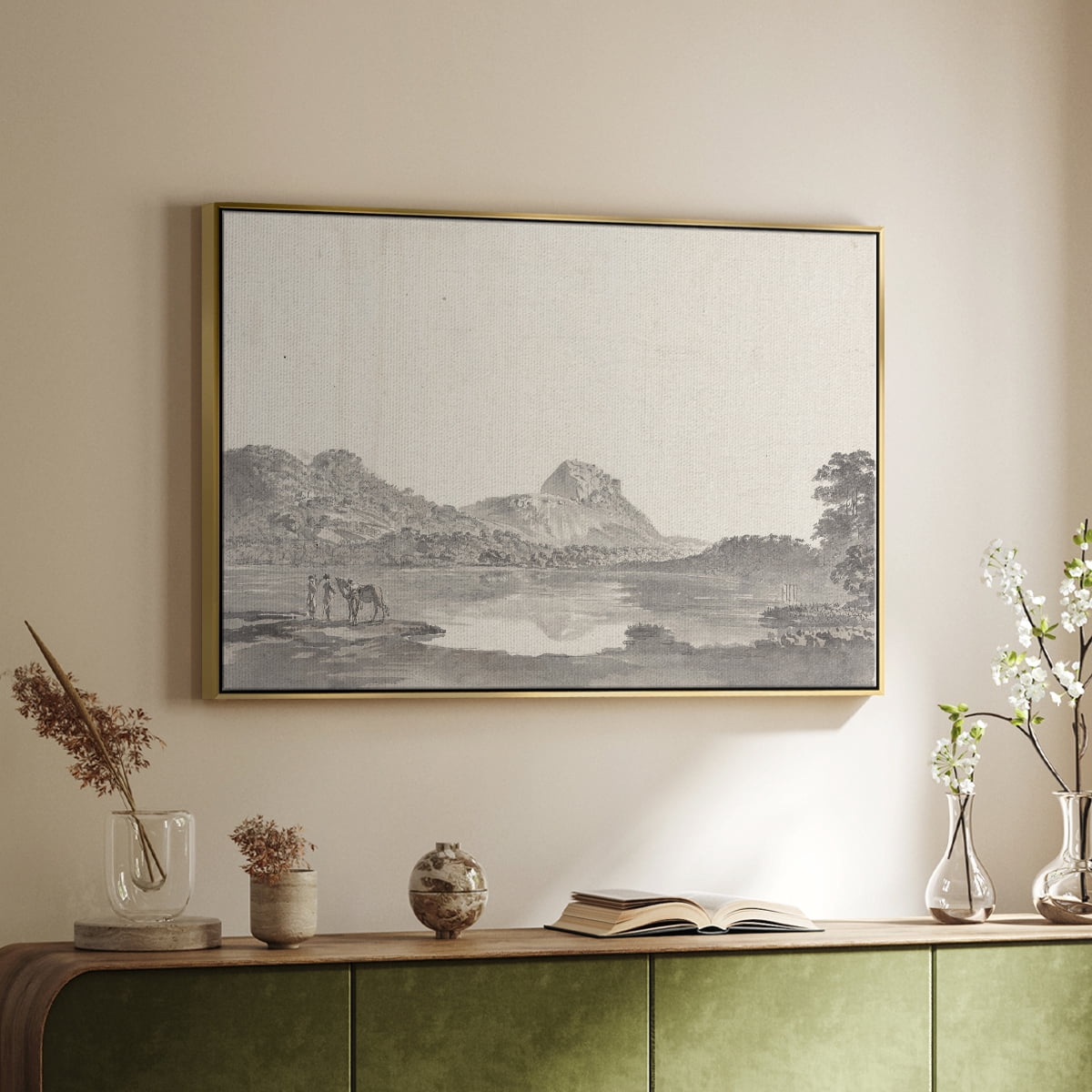 Vintage Landscape-CCCLXXIII By Wexford Home Framed in Gold Wood Gallery Wrapped Canvas 27 in. x 41 in.
