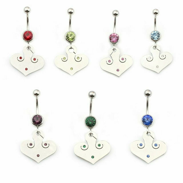Bague Nombril 14g Acier Chirurgical Pendentif Design Gravé Tribal CZ Bijou