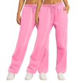 thumbnail image 2 of Bcresic Womens Elastic Pants Fleece Lined Sweatpants Trendy Yogga Baggy Joggy Trousers Teen Girls Y2k Aesthetic Pant Fall,X01_Pink,XX-Large, 2 of 6