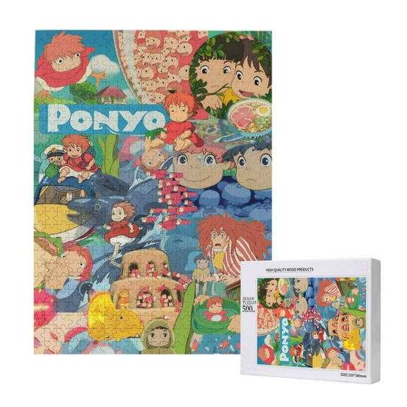 Jigsaw Puzzle 500 Pieces, Ponyo Wooden Puzzle Picture Decorations Toys for Teens Adults