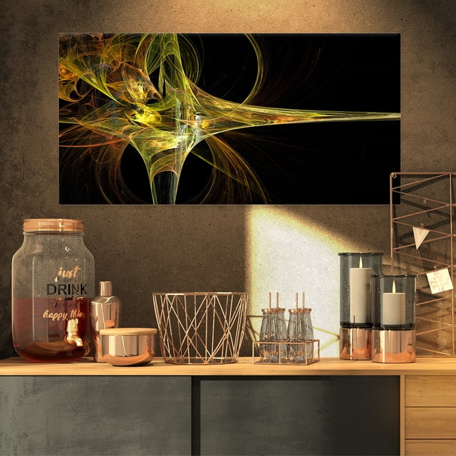 Grande Œuvre d'Art Fractale Jaune - Impression sur Toile Abstraite