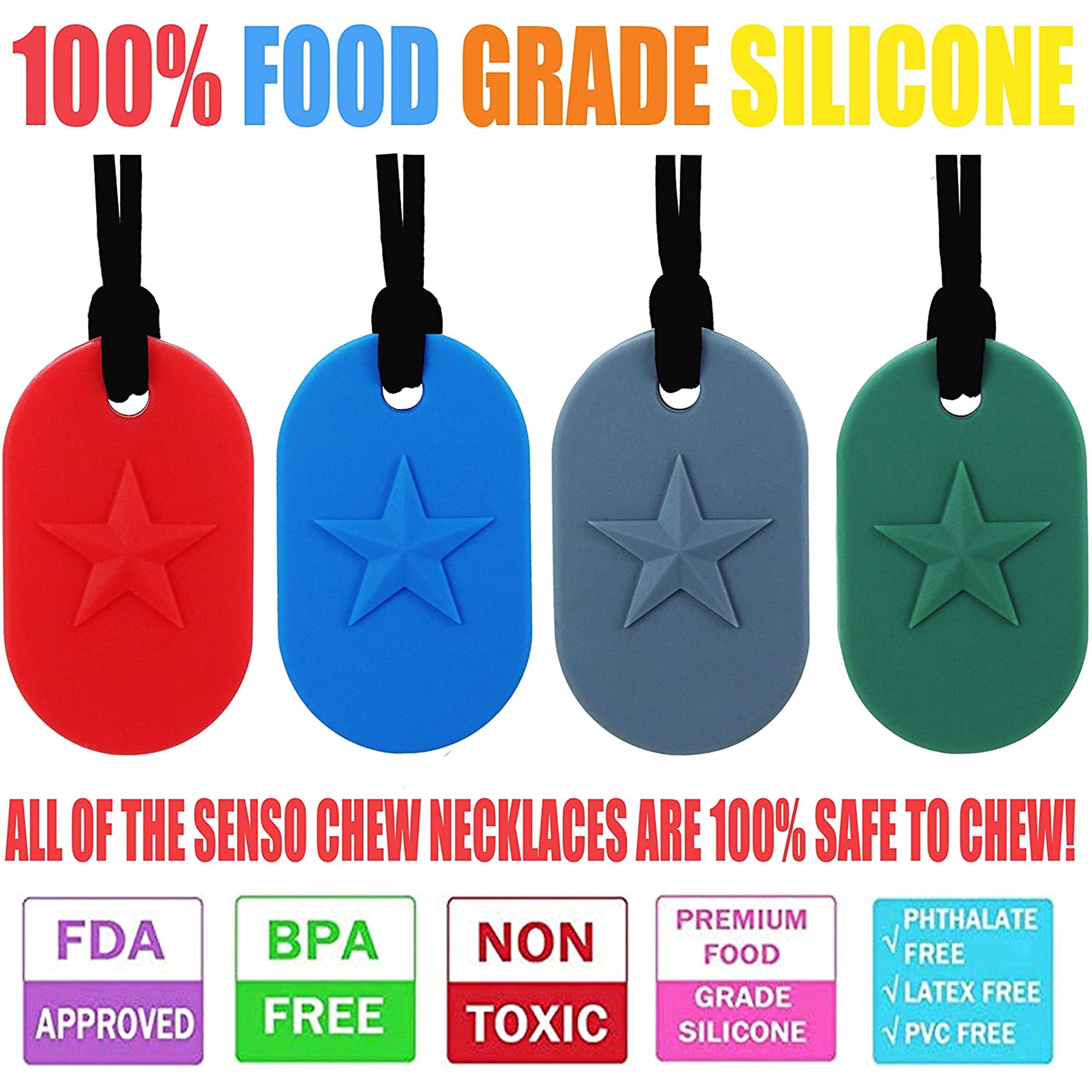 Sensory Chew Necklaces 6-Pack Silicone Chew Necklaces For Sensory Kids ...