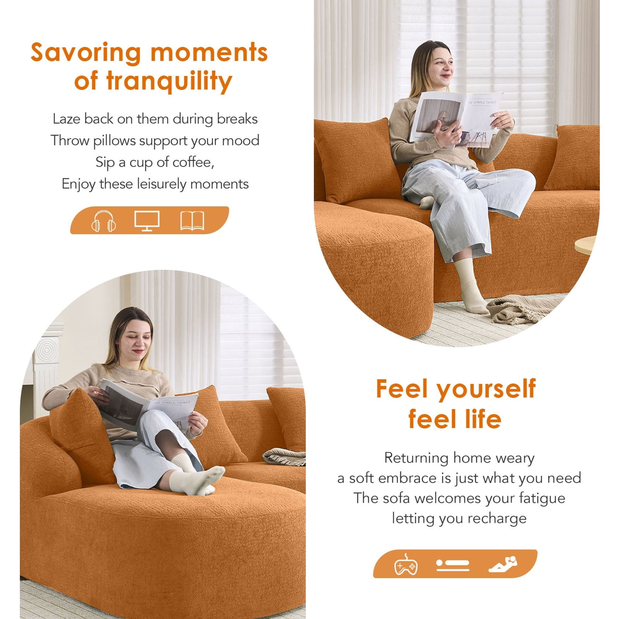 Sailvan L-Shape Sectional Sofa, 30D High-Density Foam Modular Chenille Couch for Living Room