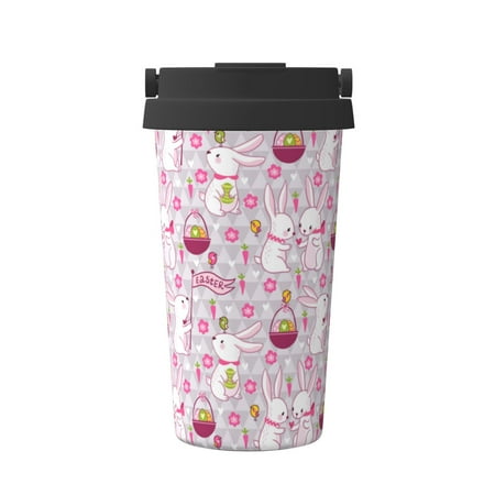 

Tebeau Easter Rabbit Print Travel Coffee Mug Insulated Coffee Cup with Leakproof Lid Coffee Tumbler Reusable Coffee Cups with Seal Lid