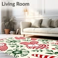 thumbnail image 2 of ODIKA 8'x10' Machine Washable Non-Slip Area Rug, Whimsical Snowman and Cane Patterned Seasonal High Traffic Rug with Pad, Red, 654036, 2 of 8