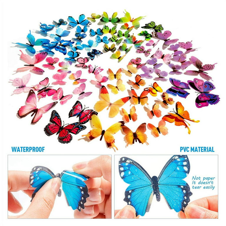 12 Pcs 3D Butterflies Stickers for House Refrigerator Tile Decor Removable  