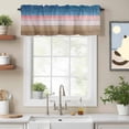 thumbnail image 2 of Pink Blue Brown Kitchen Curtain Valances for Windows Farmhouse Short Curtains, Farmhouse Gradient Wooden Plank Art Rod Pocket Valance Curtain for Bedroom Cafe Living Room, 2 of 8