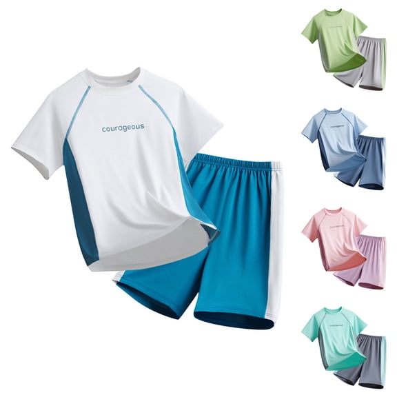 GCETTIC Boys Athletic Shorts Set 2 Piece Summer Clothes Outfit Boys Basketball Sportswear for Active Kids Casual Sports Suit,Size 7-8 Years