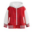 thumbnail image 2 of Coerni Girls & Boys Hooded Baseball Jacket Contrast Long Sleeve Button Down Varsity Jacket Casual Versatile All-Weather Preppy Outerwear, 2 of 5