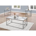 thumbnail image 2 of Pemberly Row Table Set 3pcs Set Coffee End Side Accent Metal White Marble Look, 2 of 5