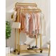 thumbnail image 2 of Perchero Sakugi Clothing con estante de malla de almacenamiento y ruedas, 2 of 3